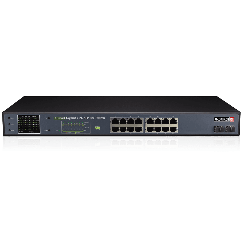 Provision ISR PoES-16250GCL+2SFP – PoE-kytkin (16ch Giga)