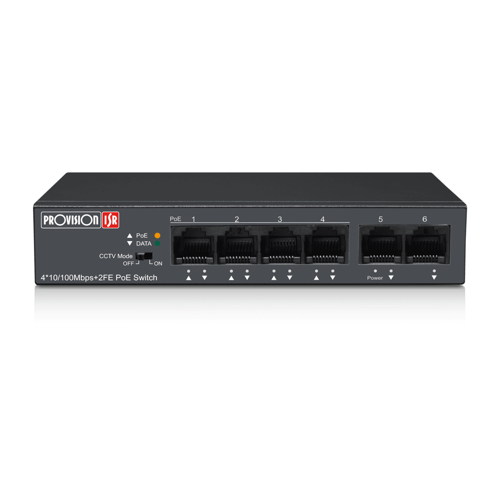 Provision ISR PoES-0460C+2I-V2 – PoE-kytkin (4ch 10/100)