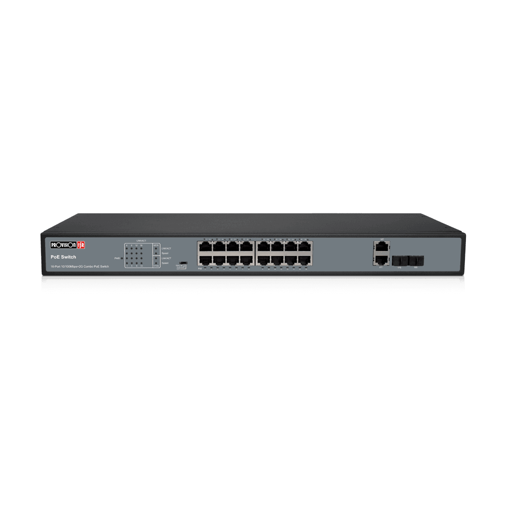 Provision ISR PoES-16250C+2Combo – PoE-kytkin (16ch 10/100)