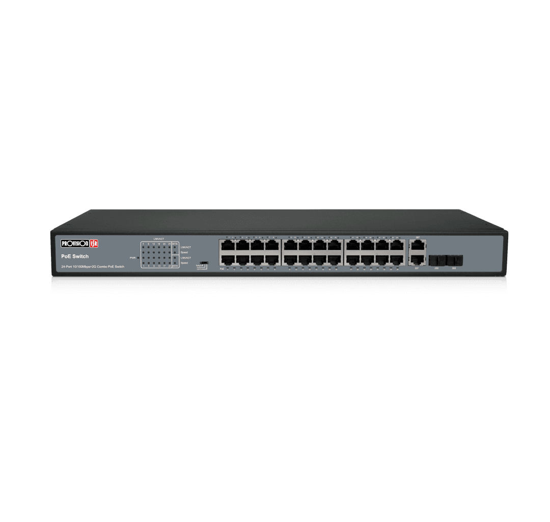 Provision ISR PoES-24370C+2Combo – PoE-kytkin (24ch 10/100)